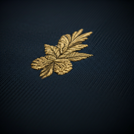 Broderie aurie pe material navy